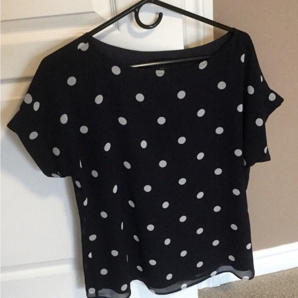 BR Banana Republic navy blouse with white polka dots  size M - Picture 1 of 2